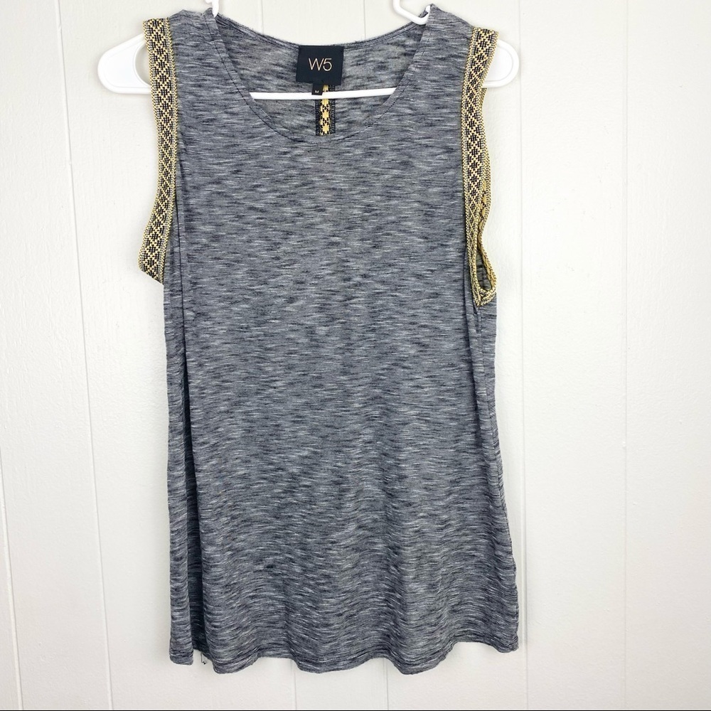 Heathered Gray Tank with Yellow & Black Embroidery